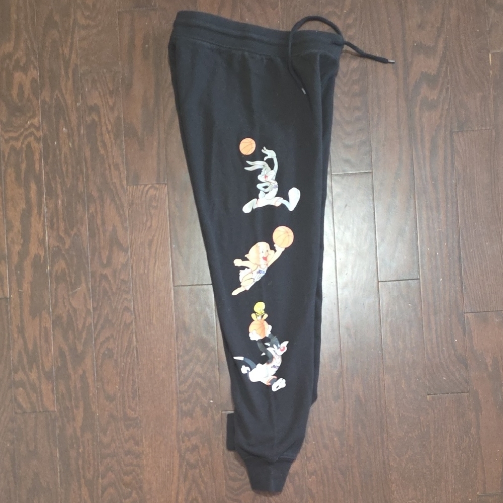 Kids Black Tune Squad Joggers with Character Graphics - Picture 3 of 5